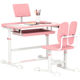 thumbnail image 1 of Qaba Kids Desk and Chair Set Height Adjustable w/ Tilt Desktop, Pink, 1 of 10