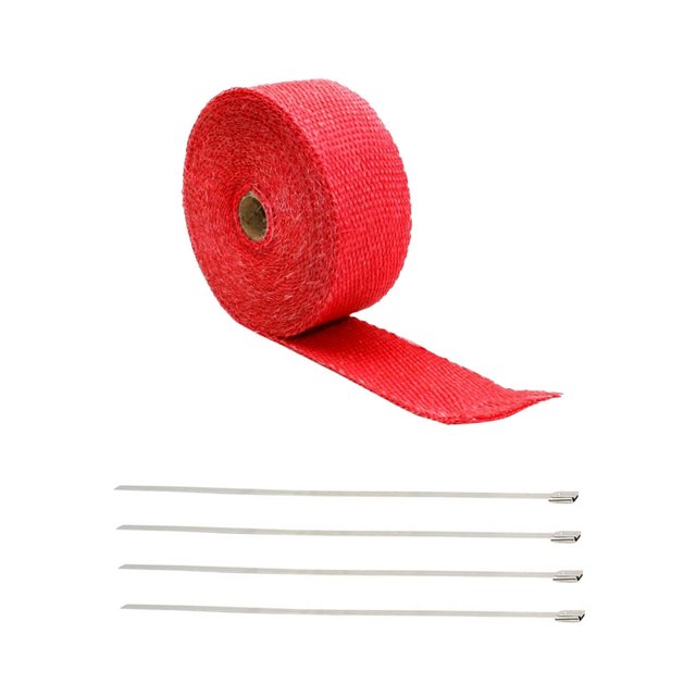 HLONK Exhaust Wrape Motorcycle Insulation Cotton Packaging Roll Heat Resistant Tape Red