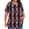 thumbnail image 3 of DDAPJ pyju Hauts Boho pour Femmes Grande Taille T-Shirts Graphiques Floraux Col Rond Manches Courtes Blouse d'Été Décontractée Tunique Coupe Ample Cache-Ventre Chemise Ventes du Jour Rouge TTG, 3 of 9