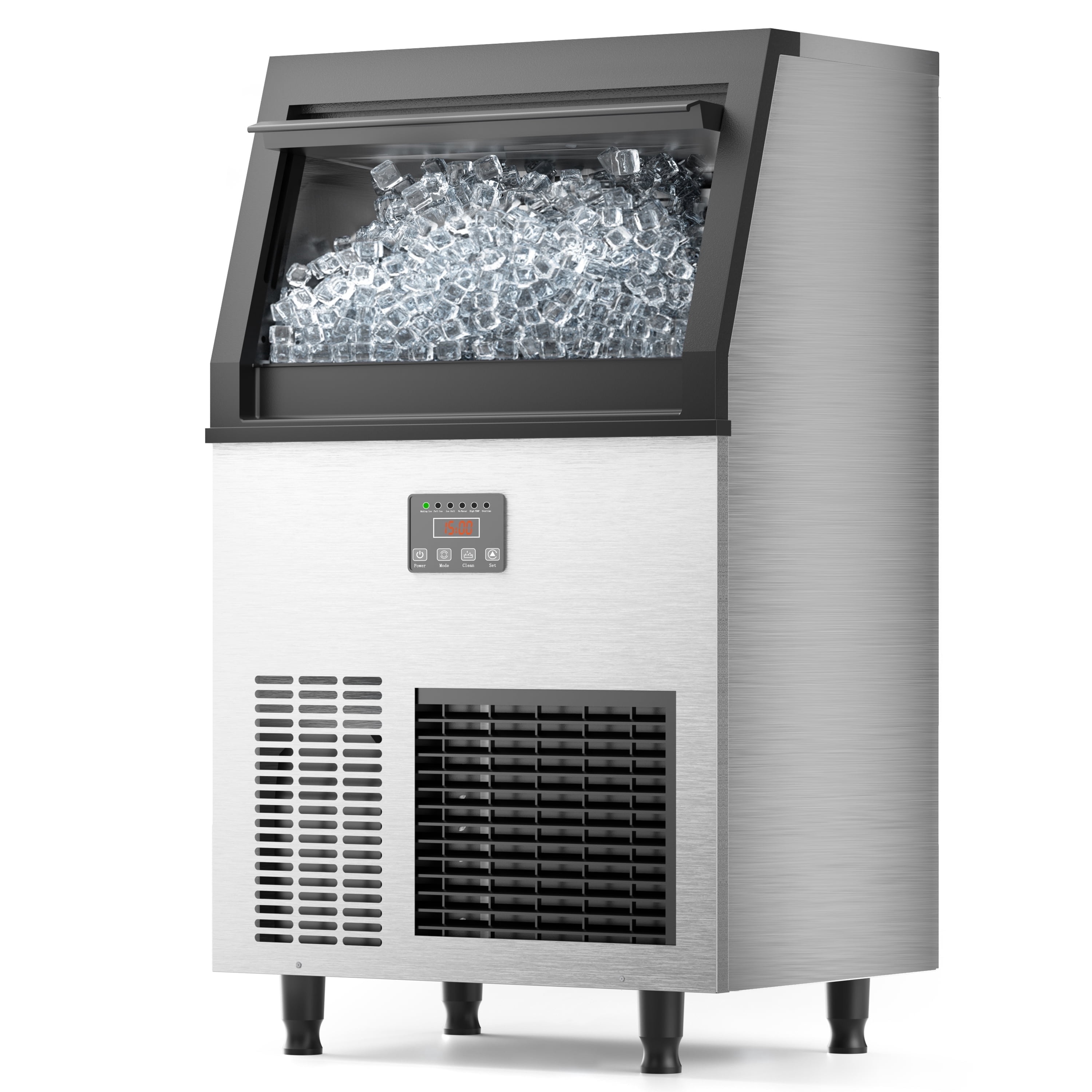 Coolake 200lbs/24H Commercial Ice Maker Machine with 50lbs Ice Storage,  Stainless Steel Under Counter ice Machine, Air Cooled, 115v