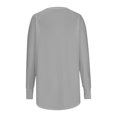 thumbnail image 4 of Tuniques à Manches Longues pour Femmes avec Trous pour les Pouces, Couleur Unie, T-Shirts Décontractés Amples, Automne, Tendance, Col Rond, Chandail à Enfiler, Blouses, Gris, P, 4 of 6