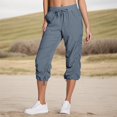 thumbnail image 1 of Womens Capris Elastic Waist Adjustable Lightweight Cargo Pants Drawstring Pull on Breathable Cinch Bottom Cropped Pants with Pockets Royal Blue L, 1 of 10