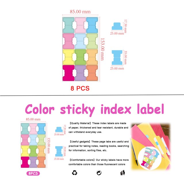 96PCS Sticky Index Tabs, Page Markers Sticky Page Tabs, Reusable Double Sided Page Markers, Colored Flag Tabs for Reading Index, Books Notes, School, Office