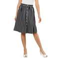 thumbnail image 1 of Unique Bargains Jupe Midi Évasée à Rayures pour Femme, Boutonnée devant, Dos Élastique, 1 of 8