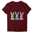 thumbnail image 4 of Pisexur Hauts de Printemps pour Femmes 2025, Hauts d'Entraînement Femmes, Hauts d'Entraînement Femmes T-Shirt Imprimé Manches Courtes Col Rond Chandail à la Mode Vin, m, 4 of 5