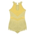 thumbnail image 4 of Yeahdor Robe de Danse Latine Sans Manches à Paillettes pour Filles, Robe Justaucorps de Jazz, Rumba Samba Salsa Cha Cha, Tenue de Danse de Salon Jaune 10, 4 of 5