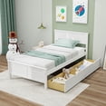 thumbnail image 4 of Gymax Twin Size Wooden Bed Frame w/ 2 Storage Drawers & Under-bed Storage White, 4 of 10