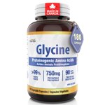 Herba Glycine Supplement 750mg - 180 Capsules | >99% Ultra Pure Glycine Capsules | Made in Canada