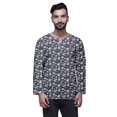 thumbnail image 1 of Atasi Cotton Slub Long Sleeve Kurta For Men Keyhole Neck Ethnic PrintedShirt, 1 of 1