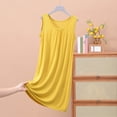 thumbnail image 2 of BiZtdJrK Chemises de Nuit d'Été pour Femmes Grande Taille Col Ras du Cou Nuisette Vêtement de Nuit Ample Doux Confortable Robe Sans Manches Tenue de Nuit, Jaune, XXXXXL, 2 of 7