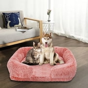 LSLJS Dog Bed Plush Dog Crate Beds Calming Dog Cats Bed Cuddler Warming Cozy Soft Bed Fluffys Faux Furs Plush Cushion Bed for Small Medium Dogs and Cats 15.75x11.81x4.72in Pet Sleeping Mat