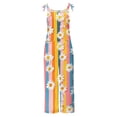 thumbnail image 4 of QATAINLAV Combinaisons en Coton et Lin Grande Taille pour Femmes Été Décontracté Sans Manches à Bretelles Spaghetti Barboteuses Mode Imprimé Graphique Combinaison à Jambes Larges Pantalon Multicolore G Ventes du Jour Éclair, 4 of 6