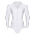 thumbnail image 2 of Eandarui Men's Tango Latin Dance Leotard Shirts Shiny Rhinestone Long Sleeve Chacha Rumba Samba White L, 2 of 7