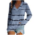 thumbnail image 2 of zanvin Longues Blouse à Manches pour Femmes, Blouse Mode Décontractée à Manches Longues à Col en V Imprimé pour Femmes, Bleu, P, 2 of 4