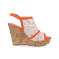 thumbnail image 3 of BLISSFUL STEP Chaussures pour Femmes Sandales Compensées à Bout Ouvert à Plateforme avec Lacets Fleur Orange 7, 3 of 7