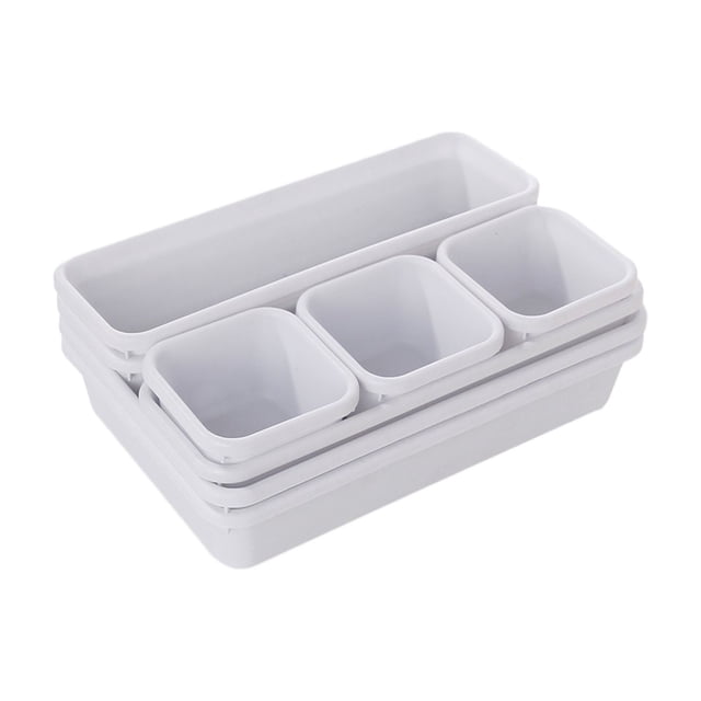 8-Piece Drawer Organizer Set - Modular Plastic Trays for Cosmetics/Office Supplies (23.5x16cm)