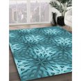 thumbnail image 3 of Ahgly Company Tapis d'Intérieur Lavable à la Machine, Carré, Transitionnel, Vert Sarcelle, Tapis de Zone, 7 Pieds Carré, 3 of 7