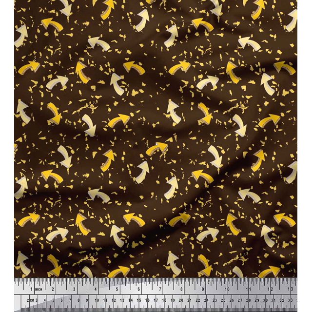 Soimoi Brown Rayon Fabric Abstract & Arrow Symbol Print Sewing Fabric Yard 56 Inch Wide