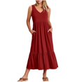 thumbnail image 1 of Robes d'Été pour Femmes 2023 Mode Féminine Col en V Sans Manches Poches Unies Robe Pull Patchwork Robes de Soirée pour Femmes Élégantes Élégantes en Solde, 1 of 5