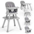 thumbnail image 1 of AILEEKISS 8 in 1 Baby High Chair, Toddler Dining Booster Seat for Eating, Light Grey, 1 of 9
