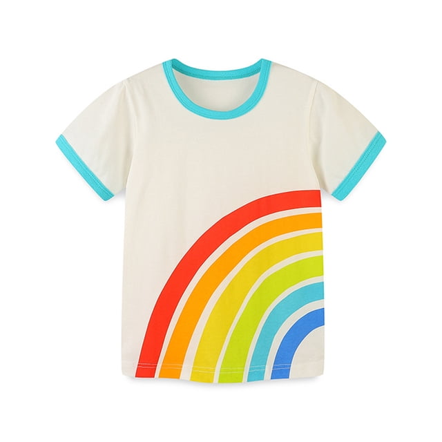 T-shirt à Manches Courtes pour Garçons 2-7 Ans Imprimé Col Rond Haut Chandail Garçons Manches Courtes