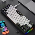 thumbnail image 1 of EGNMCR Clavier de Jeu Mécanique Filaire 60 % Rétroéclairé RVB Compact 61 Touches Mini Clavier avec Interrupteurs Bleus pour PC Windows, Cadeau, 1 of 8