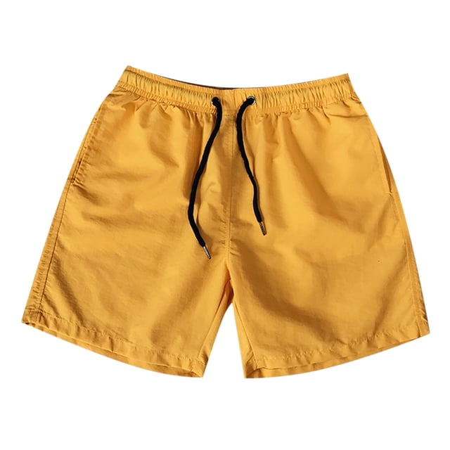 jsaierl Mens Shorts Summer Casual Drawstring Pocket Solid Color Five-Inch Beach Shorts