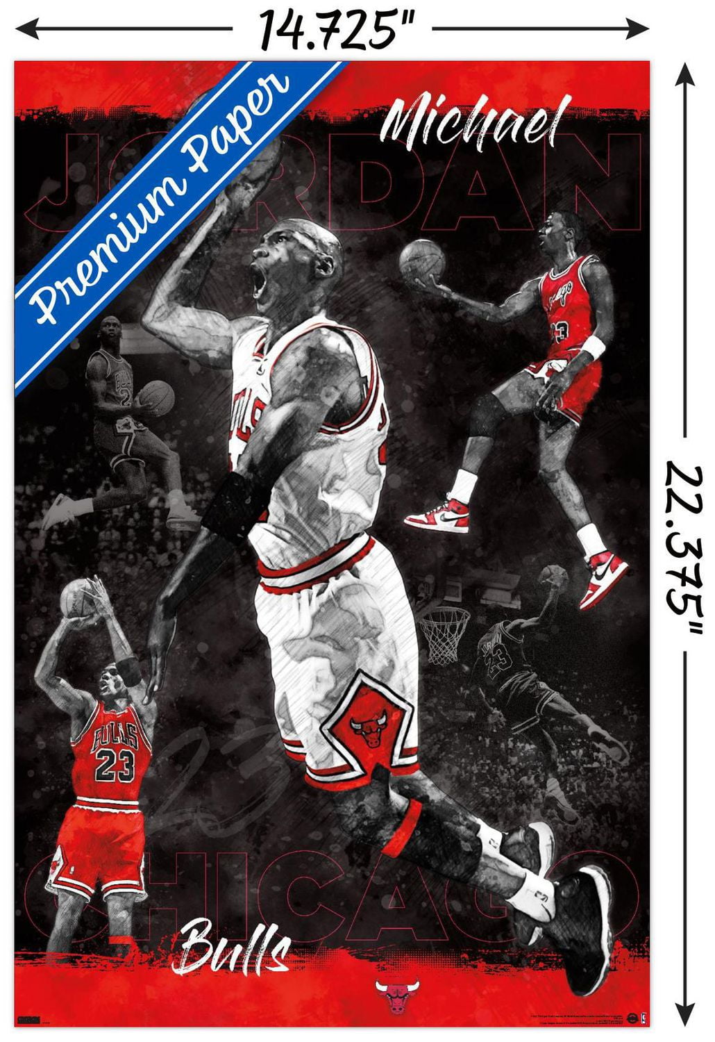 Michael Jordan - Sketch Wall Poster, 22.375" x 34" Framed