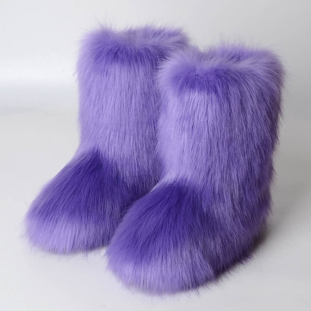 LSLJS Bottes d'Hiver pour Femmes Bout Rond Imitation Plus Cachemire Bottes de Neige Confortables Peluche Chaudes Courtes Bottillons de Neige Chaussures Plates Bottes Mi-Mollet Extérieur Intérieur