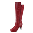 thumbnail image 3 of Bottes à Talon Haut à Fermeture Éclair à Bout Rond Décontractées pour Femmes Dames Mode (Rouge, 5.5), 3 of 5