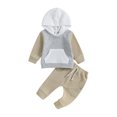 thumbnail image 1 of Kmbangi Bébé Contraste Couleur Tenues Manches Longues Capuche Sweat-Shirt Pantalons Automne Hiver Set 0-3Y, 1 of 9
