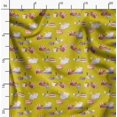 thumbnail image 2 of Soimoi Yellow Cotton Duck Fabric Rabbit Animal Print Fabric by the Yard 42 Inch Wide, 2 of 6