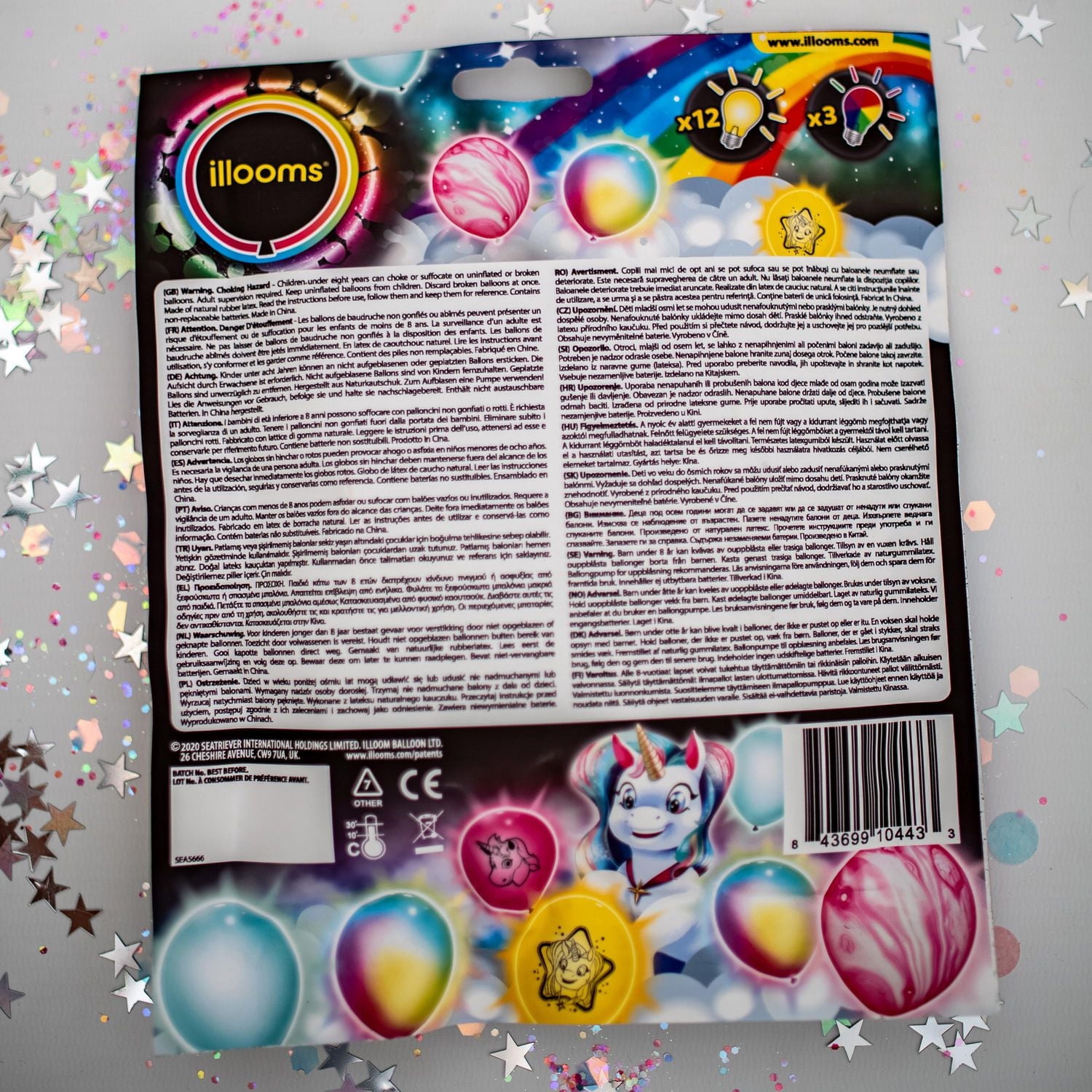 illooms Unicorn LED light up balloons 15PK
