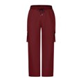 thumbnail image 3 of AherBiu Work Pants for Men Elastic Waist Drawstring Relaxed Fitted Cargo Pants with Multi Pockets Hiking Workwear Pants, 3 of 5