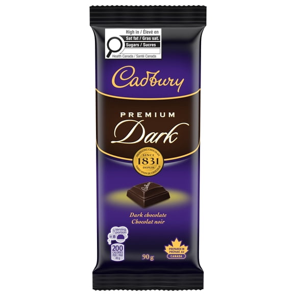 CADBURY Premium Dark Chocolate Bar, Dark Chocolate Bar, 90 g