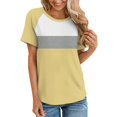 thumbnail image 2 of Timegard Womens Top Crewneck Drop Shoulder Short Sleeve Blouse Casual Comfy Color Block Tee Shirts Top, 2 of 5