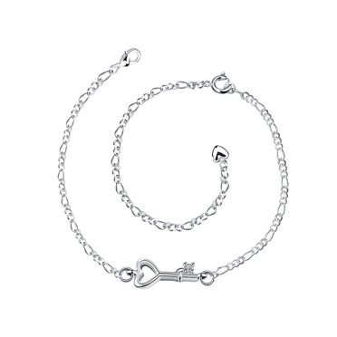 Bracelet de Cheville Argenté à la Mode avec Décoration en Forme de Clé et Chaîne de Pied Chic Bijou pour Femmes