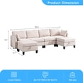 thumbnail image 3 of Puremind Canapé Sectionnel Modulaire 6 Pcs avec Ottoman Mobile, Canapé Sectionnel en Forme de U/L avec Rangement, Canapé-Lit Convertible pour Salon/appartement, Beige, 3 of 6