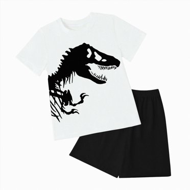 gdxvjhbj Pajamas for Boys Trendy Boys Pajamas Big Boys Pjs Set Summer Short Sleeve Kids Pajama Lounge Sleepwear 3T 4T (White,3-4 Years)