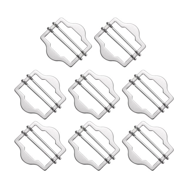 Unique Bargains 8Pack Metal Adjuster Slide Buckles, 30mm Webbing Strap Roller Pin Clip (Silver)