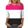 thumbnail image 1 of CEHVOM T-shirt Mode Imprimé pour Femmes Manches 3/4 Blouse Col Rond Hauts Décontractés Liquidation, 1 of 5