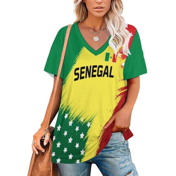 Chandail de Soccer pour Femmes Sénégal 2026 pour Fans de Soccer avec Drapeau de la Nation - Personnalisé
