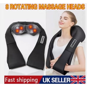 Massage de cou et d'épaule Shiatsu, massage de tricot de tissu profond avec un design ergonomique pour un confort inégalé, 2 Instructions de massage pour une relaxation améliorée, portable et durable pour utilisation partout