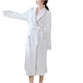 thumbnail image 1 of FAIWAD Robe pour Femme à Manches Longues, Col à Revers, Peignoir Long en Peluche, Pyjama en Molleton Doux avec Poche et Ceinture, 1 of 3