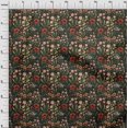 thumbnail image 4 of oneOone Velours Vert Olive Tissu Floral Rétro Robe Tissu Tissu Imprimé par la Cour 58 Pouces de Large, 4 of 5