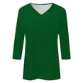 thumbnail image 4 of Spring Tops for Women V Neck Solid Color Casual Summer Basic Top Long Sleeve Basic Shirts for Women Army Green S, 4 of 4