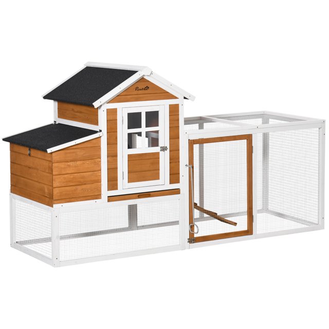 Pawhut Chicken Run Large Chicken Coop Waterproof for 2–4 Chickens, Orange