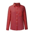thumbnail image 4 of IROINID Liquidation Chemises à Manches Longues Col en V pour Femmes Poches de Détente Cardigan Ample T-Shirt Blouse d'Automne à Boutons, Rouge, 4 of 5