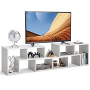 Giantex 3 Pieces Adjustable TV Console Stand, Modern Entertainment Center, Free Combination Bookcase for Storage & Display, for Living Room, Bedroom & Study, White