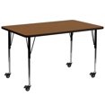 thumbnail image 1 of Mobile 30''W x 72''L Rectangular Oak HP Laminate Activity Table - Standard Height Adjustable Legs, 1 of 3